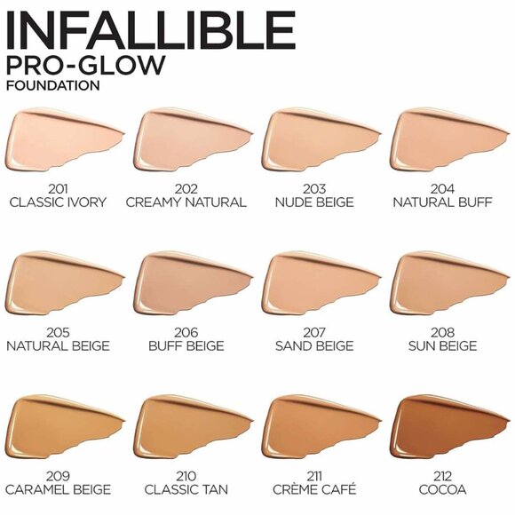 L'Oreal Infallible Pro-Glow Radiant Finish Normal/Dry Skin #209 Caramel Beige - Picture 7 of 10
